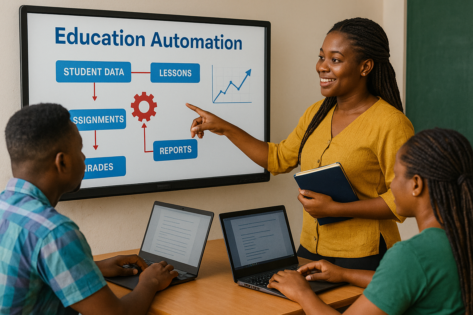 Teacher presenting education automation system
