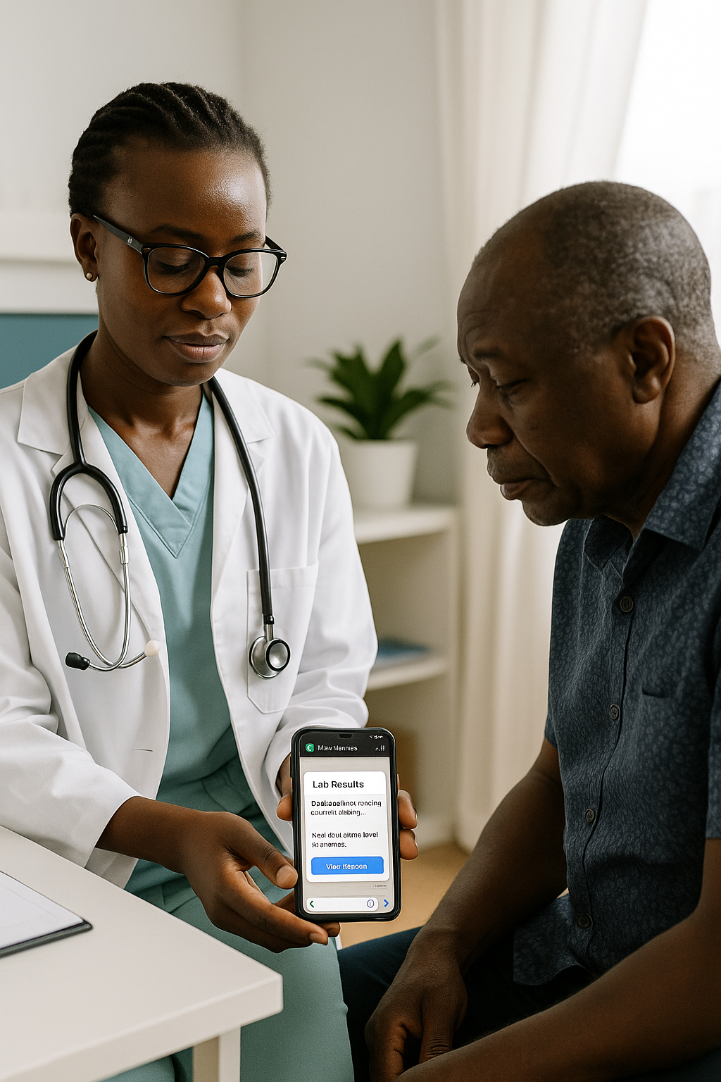 Doctor sharing lab results with patient